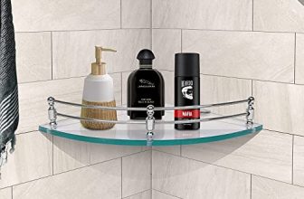 Primax Premium Transparent Glass Corner/Storage Shelf For Bathroom/Kitchen – Wall Mount (12X12 Inches)