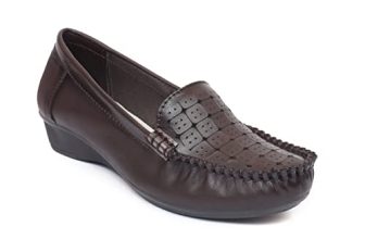 Zoom Shoes Women’S Lightweight Premium Leather Stylish Slip On Casusal/Party/Ethinic Wear Ballet/Bellerinas/Bellies Flat Sf-15 Brown