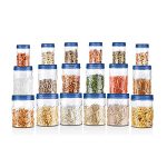 Milton Vitro Plastic Pet Storage Jar And Container, Set Of 18 (6 Pcs X 230 Ml Each, 6 Pcs X 600 Ml Each, 6 Pcs X 1.18 Ltrs Each), Blue | Food Grade | Air Tight | Bpa Free