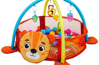 Supples Baby Play Gym Pool/Mat, Activity Play Gym For Baby With Hanging Toys, Baby Bedding For Newborn For 2+ Months (Lion Face)