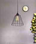 Tu Casa Hg-12 Triangle Metal Wire Pendent Light Iron Holder Type E-27 Size 9X9.5X29-(Bulb Not Included)(Corded Electric)