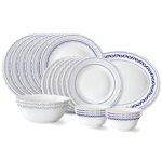 Larah By Borosil Jazzblue Fluted Series Opalware Dinner Set | 21 Pieces For Family Of 6 | Microwave & Dishwasher Safe | Bone-Ash Free | Crockery Set For Dining & Gifting | Plates & Bowls | White