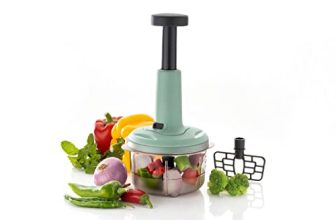 Tosaa 2 In 1 Push Chopper Push And Chop Chopper Vegetable And Fruit Cutter Chopper With Easy Push And Close Button 1100 Ml |Sea Green (Pack Of 1).