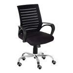 Da Urban® Boom 02 Mid-Back Revolving Mesh Ergonomic Chair For Home And Office With Tilt Lock Mechanism, Armrest, Chrome Base And High Comfort Seating (Black)