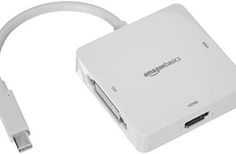 Amazon Basics Amazonbasics Mini Displayport To Hdmi/Dvi/Vga Adapter – White, 5-Pack