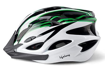Lifelong Adjustable Cycling Helmet With Detachable Visor | Adjustable Light Weight Mountain Bike Cycle Helmet With Padding For Kids And Adults(Llfah08, Black & White & Green, 6 Months Warranty)