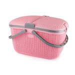 Cello Knits Style Plastic Basket (Pink), Rectangular
