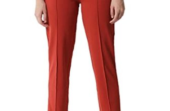 Kotty Women Solid Polyester Blend Red Orange Trousers (Red Orange,28)