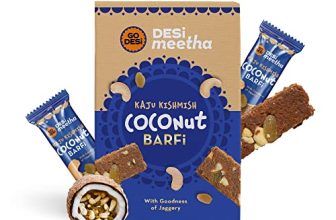 Go Desi Kaju Kishmish Coconut Barfi, 400 Grams, Indian Sweets Gift Pack, Individually Wrapped Pieces, Desi Meetha, Dry Fruits Sweet, Cashew Nuts Raisin Bar, Sweets Indian Mithai