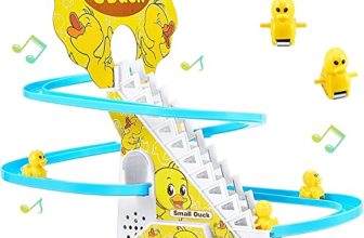 Graphene 3 Duck Slide Toy Set, Funny Automatic Stair Climbing Ducklings Cartoon Race Track Set Little Lovely Duck Slide Toy Escalator Toy (Small Duck Track Racer)