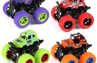 Graphene Monster Truck Pack Of 4 For Boys 3 4 5 6 7 Year Old,Push And Go Friction Powered Car Toys, Double-Directions Inertia Pull Back Vehicle Set,Birthday Party Gift For Kids (Multicolor)