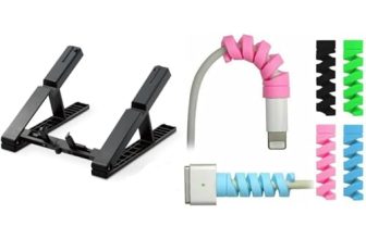 Striff Laptop Stand For Desk(Blackish) Spiral Cable Protector Cord Saver, Pack Of 10