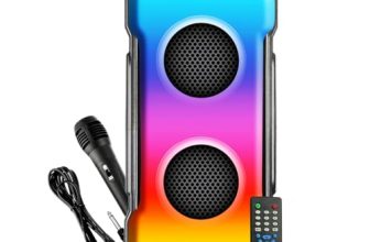 Ptron Fusion Party V3 40W Karaoke Bluetooth Party Speaker With Immersive Sound, 3 Mtr Wired Mic, Dual Drivers, Rgb Lights, Usb/Sd Card/Aux Playback, Auto Tws Function & Remote Control (Black)