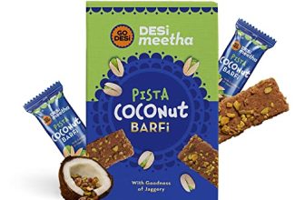 Go Desi Pista Coconut Barfi, 400 Grams, Indian Sweets Gift Pack, Individually Wrapped Barfis, Desi Meetha, Dry Fruits Sweet, Pistachio Nuts Bar, Sweets Indian Mithai