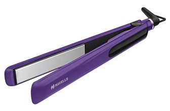 Havells Hs4101 Ceramic Plates Fast Heat Up Hair Straightener, Straightens & Curls, Suitable For All Hair Types; Worldwide Voltage Compatible (Purple)