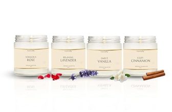 Puremazing By Imvelo Green Your Hygiene Scented Soy Wax Candles |4 Pieces X 80 Grams| Lavender,Vanilla,Rose,Cinnamon Fragrances | 20 Hrs Burn Time |Premium Home Décor|Valentine Day