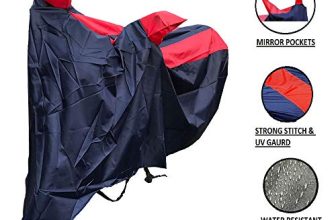 Oshotto Dust Proof Double Mirror Pocket Taffeta Bike Body Cover Compatible With Hero Maestro (Red, Blue)