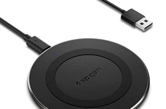 Spigen Essential Wireless Charger For Iphone 14/13/12/11/X.8 Series, Samsung Galaxy S23/S22/S21/S20 Oneplus 9/9 Pro With Usb-A To C Type Cable [Version 2] – Black