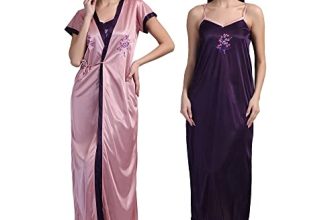 Shasmi Women’S Satin Full Length Night Suit/Nighty/Nightdress/Night Gown For Women And Girls (Satin 9Ty Purple Pink)