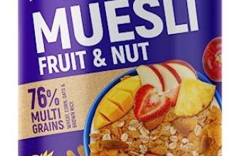 Kwality Muesli Fruit & Nut 1Kg Jar | 76% Multi Grains | No Maida | Natural Source Of Vitamin & Iron | High In Protein & Fiber | Low Fat & Cholesterol | Healthy Food & Breakfast Cereal