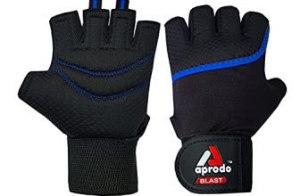 Aprodo Sports Weight Lifting Workout Gym Gloves With Wrist Support, Unisex, Free Size (Blue Black)