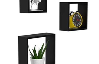 Home Sparkle Wall Mounted Floating Shelves 3 Set Decorative Cube Shelves Rack Ideal For Decoration In Living Room Bedroom & Wall Floating Bookshelf (Black)