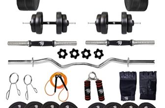 Bullar Home Gym Set, 8Kg To 20Kg With 3 Feet Ez Curl Rod And 2 Dumbbell Rods, Gym Combo, And Home Workout Equipments With Pvc Weights Plates (10Kg Set)