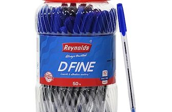 Reynolds D Fine Ballpen – Blue | Pack Of 50 | Ball Point Pen Set With Comfortable Grip | Pens For Writing | School And Office Stationery | Pens For Students | 0.7 Mm Tip Size