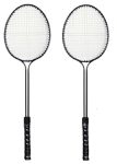 Spanco Double-Shaft Badminton Racquet For Playing At Street, Balcony, Roof Etc. Appropriate For Fun/Playing/Fitness, Size : Full (No. Of Rackets : 2) (Cover : Free), (Color : Red)