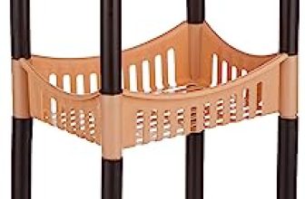 Amazon Brand – Solimo Three-Tier Multipurpose Plastic Rack For Kitchen, Living Room, Bathroom (Concave, Beige And Brown)