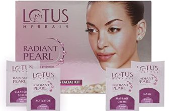 Lotus Radiant Pearl Facial Kit For Lightening & Brightening Skin With Pearl Dust & Green Tea, 4 Easy Steps, 37G(Single Use)