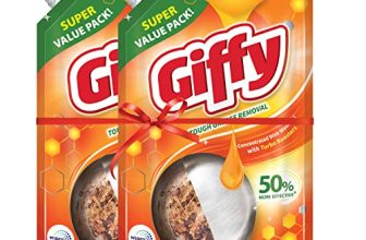 Giffy Liquid Dish Wash Gel With Turbo Boosters| 50% More Effective| Mild Fragrance Removes Odour| Easy Lather & Easy Rinse Off Formulation| Leaves No White Residue| Safe On Hands| 900Ml (Pack Of 2)