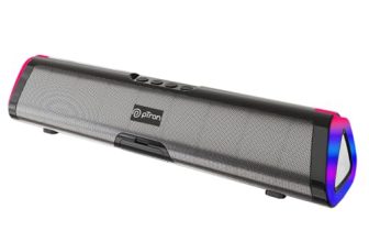 Ptron Newly Launched Fusion Boom 20W Bluetooth Soundbar Speaker, Immersive Sound, Rgb Lights, Metal Grill, Soundbar For Phone/Tv/Laptop/Tablets, Bt5.3/Aux/Tf Card/Usb Playback & Tws Pairing (Black)