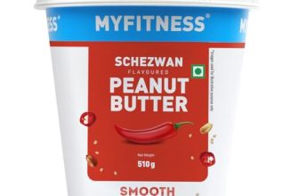 Myfitness Schezwan High Protein Spread & Dip | Spicy Smooth Peanut Butter 510G | 27G Protein | Hot & Chilli Nut Butter Spread | Vegan | Gluten & Cholesterol Free | Healthy & Tasty Snacking Partner