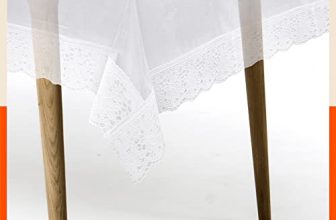 Bathla Matworks Albus Plastic Table Cover For Dining Table With White Lace – Circular – 60″ | Plain
