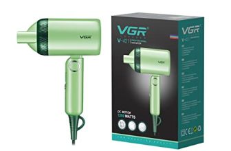 Vgr V-421 Professional Foldable Hair Dryer 1200W Dc Motor 2 Speed Settings Comes With Styling Concentrator, Overheating Protection & A Hanging Loop – Green