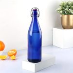 Cello Aquaria Glass Water Bottle | Freezer Safe & Leakproof Flip Cap | Stylish & Unique Design | Durable & Scratch Proof | 1000Ml, Navy Blue