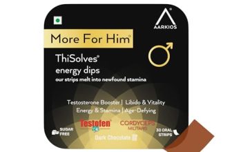 Aarkios™ More For Him™ To Enhance Energy & Stamina – 30 Oral Strips | Supplement With Natural Ingredients Like Ashwagandha & Shilajit | Helps To Boost Testosterone Level | Dark Chocolate Flavour