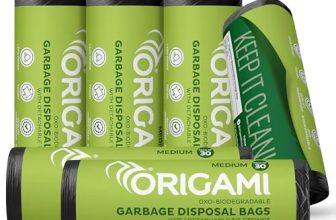 Origami Biodegradable Garbage Bags For Dustbin – Medium 19 X 21 Inches | 30 Bags Per Roll (Pack Of 6, Black)
