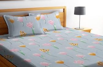 Dream Living 100% Microfiber Bedsheet For Double Bed With 2 Pillow Covers Breathable | Wrinkle Free And Ultra Soft Flat Double Bedsheet Floral Print- Gray