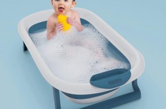 Staranddaisy Foldable Infant Bath Tub, Collapsible Space Saving Newborn Toddler Folding Bathtub For 0-3 Years Kids Girls & Boys With Soap Tray, Easy To Store (Bt-Blue)