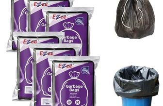 Ezee Flat Biodegradable Garbage Bags Medium Black 180 Pcs | 19 X 21 Inch | 30 Pcs X Pack Of 6 | Dustbin Trash Bag