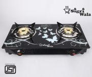 Sigri-Wala Surya Toughened Glass Door Step Glass Manual Gas Stove(2 Burners)