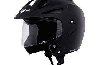 Vega Crux Isi Certified Flip-Up Helmet For Men And Women With Clear Visor(Black, Size:M)