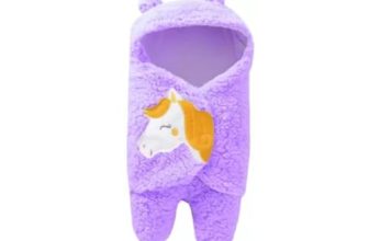 Bumtum 3-In-1 Hooded Baby Soft Blanket Wrapper| Swaddle For New Born Babies(Boys & Girls) 0-6 Months, Travel-Friendly, Unicorn Print (Lilac)