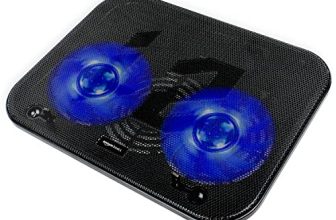 Amazon Basics Laptop Cooling Pad, Usb Powered Portable Gaming Laptop Cooler Stand | Quiet 2 Fans With Blue Led Light | 2 Viewing Angles | Slim Chill Mat For 10 To 15.6-Inch Laptops