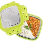 Milton Robust 300 Stainless Steel Tiffin Box With 4 Side Lock Lid, 302 Ml, Green| Food Grade | Air Tight | Easy To Carry | Leak Proof
