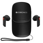 Zebronics Sound Bomb X1 3-In-1 Wireless Bluetooth V5.0 In Ear Earbuds, Speaker Combo With 30 Hour Backup, Built-In Led Torch, Call Function, Voice Asst, Type C And Splash Proof Portable Design (Black)