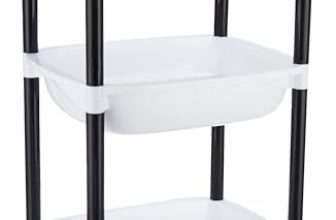 Amazon Brand – Solimo Three-Tier Multipurpose Plastic Rack For Kitchen, Living Room, Bathroom (Xl, Black And White)