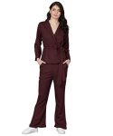 Fashfun Women’S Co-Ord Set (Maroon Solid Crepe Belted Open Top & Pant)_Medium (Fsh-Coord-Pg-1-M) (Set Of 2)